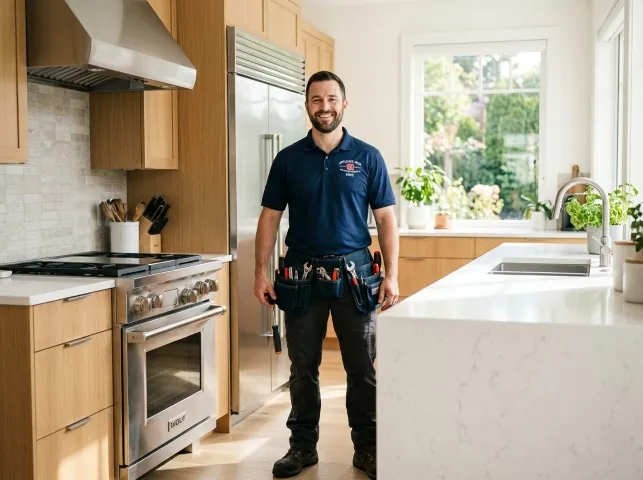 Appliance Repair Hero technician in a Belmont, WI kitchen after an appliance repair